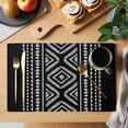thumbnail image 2 of Black Boho Geometric Placemats Set of 4, Vintage Southwestern Stripes Placemats for Dining Table, Place Mats for Kitchen Tabletop, Waterproof Wipeable Dining Table Mats Set, 2 of 9