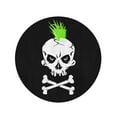 thumbnail image 2 of SIDONKU 60 inch Round Beach Towel Blanket Grinning Skull Mohican Punk Symbol and Crossbones Green Travel Circle Circular Towels Mat Tapestry Beach Throw, 2 of 2