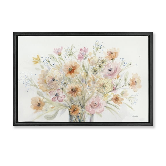 Stupell Industries Blush Pink Bouquet Plants & Flowers Painting Black Floater Framed Canvas Art Print Wall Art, 25 x 17