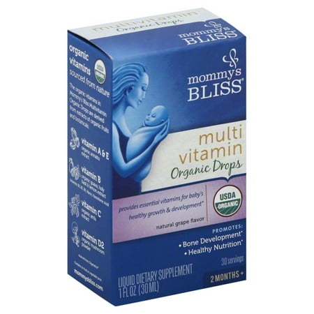 Mommy s Bliss  Multivitamin  Organic Drops  2 Months   Natural Grape Flavor   1 fl oz  30 (Best Natural Organic Vitamins)