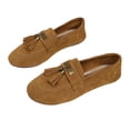 thumbnail image 6 of Domuza Women's Wide Loafers Casual Slip on Flat Shoes new Comfort Penny Loafers with Arch Support Women Dressy Moccasins for Daily Wear Brown 6.5（EU-37）, 6 of 8