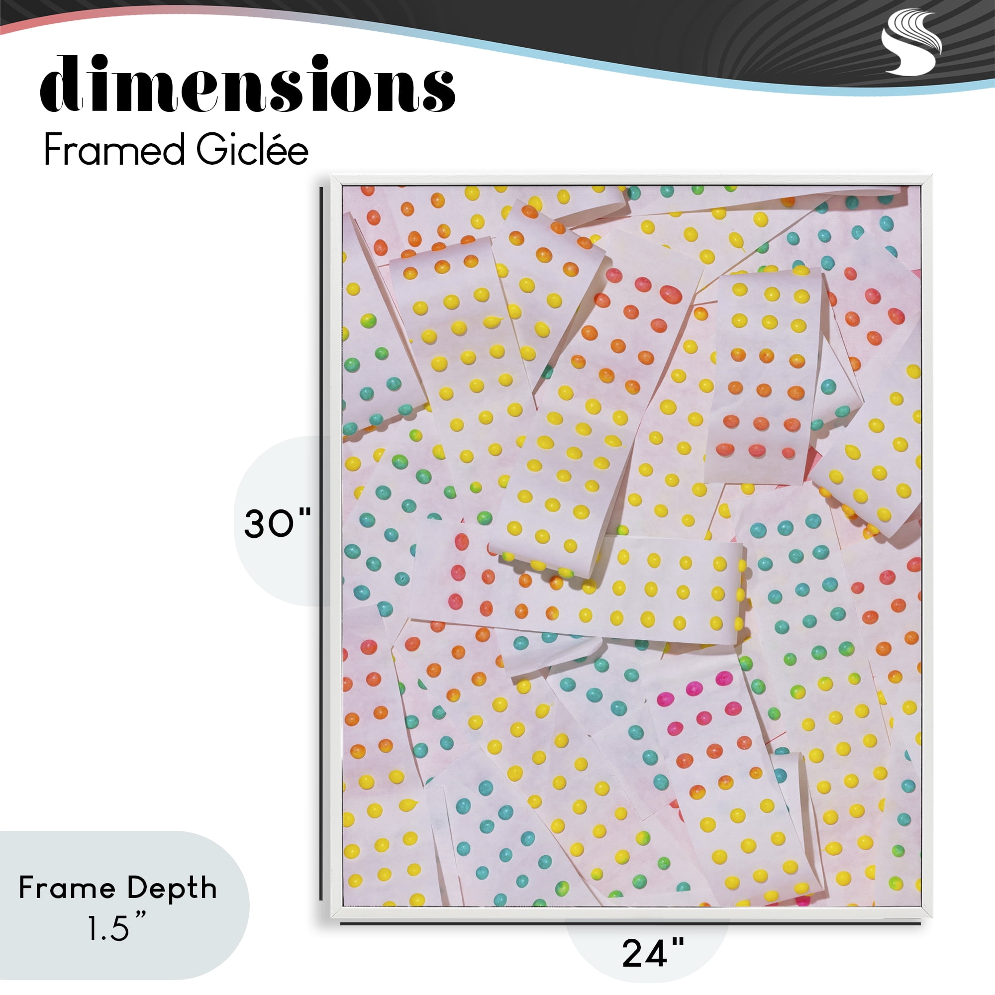 Stupell Industries Retro Color Candy Dots White Framed Giclee Art, design by LISH Creative