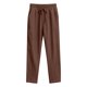 thumbnail image 3 of Ceisia Men's Solid Color Cotton Linen Casual Pants Loose Straight Leg Drawstring Trousers for Summer Brown M Gifts, 3 of 4