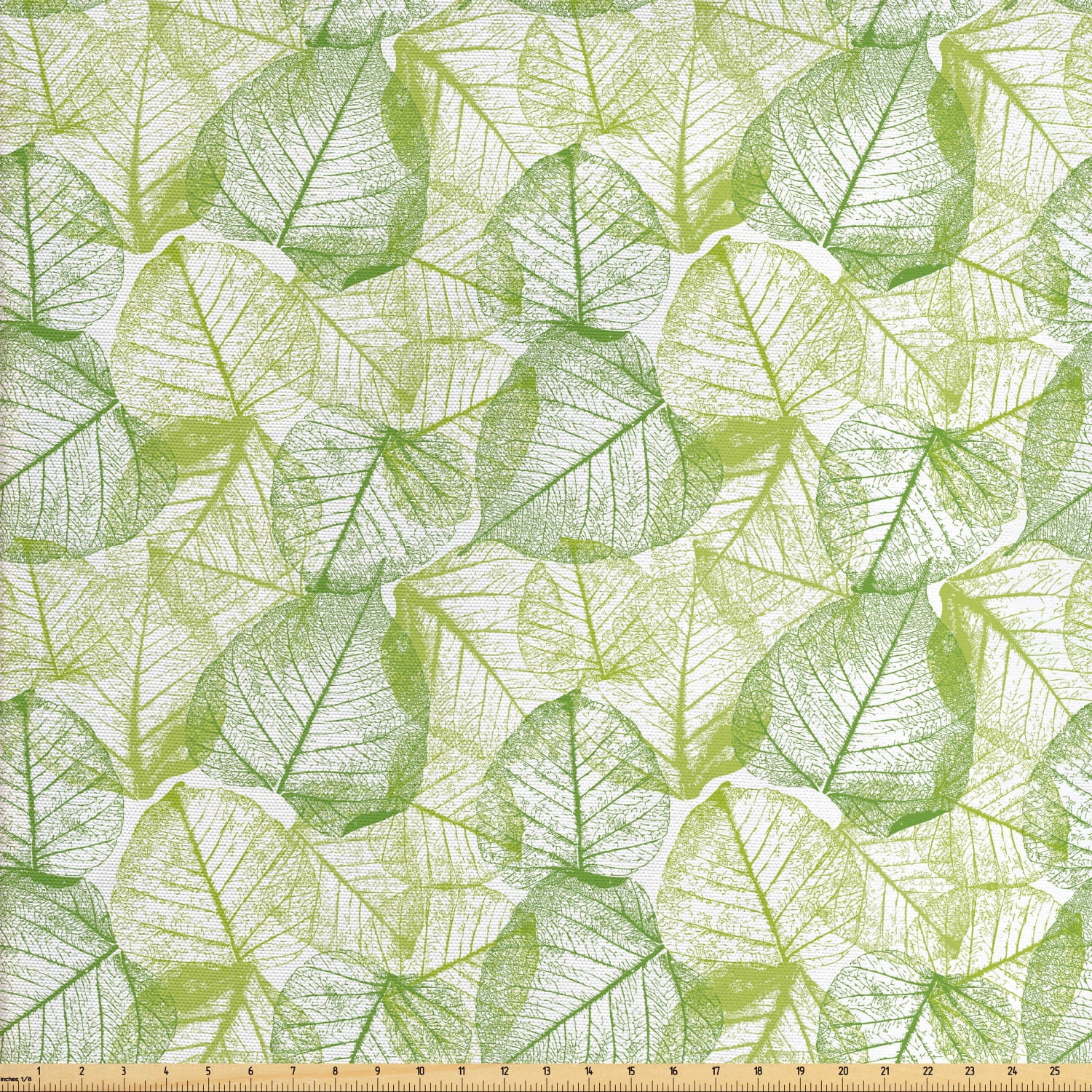 Leaves Fabric by The Yard, Botanical Abstract Sketch Print Style Leaf