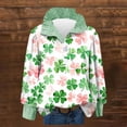 thumbnail image 1 of TaTaai Ladies St Patricks Holiday Shirt Long Sleeve Button Down Collar Striped Color Block Print Casual Blouse Loose Fit Gift, 1 of 6