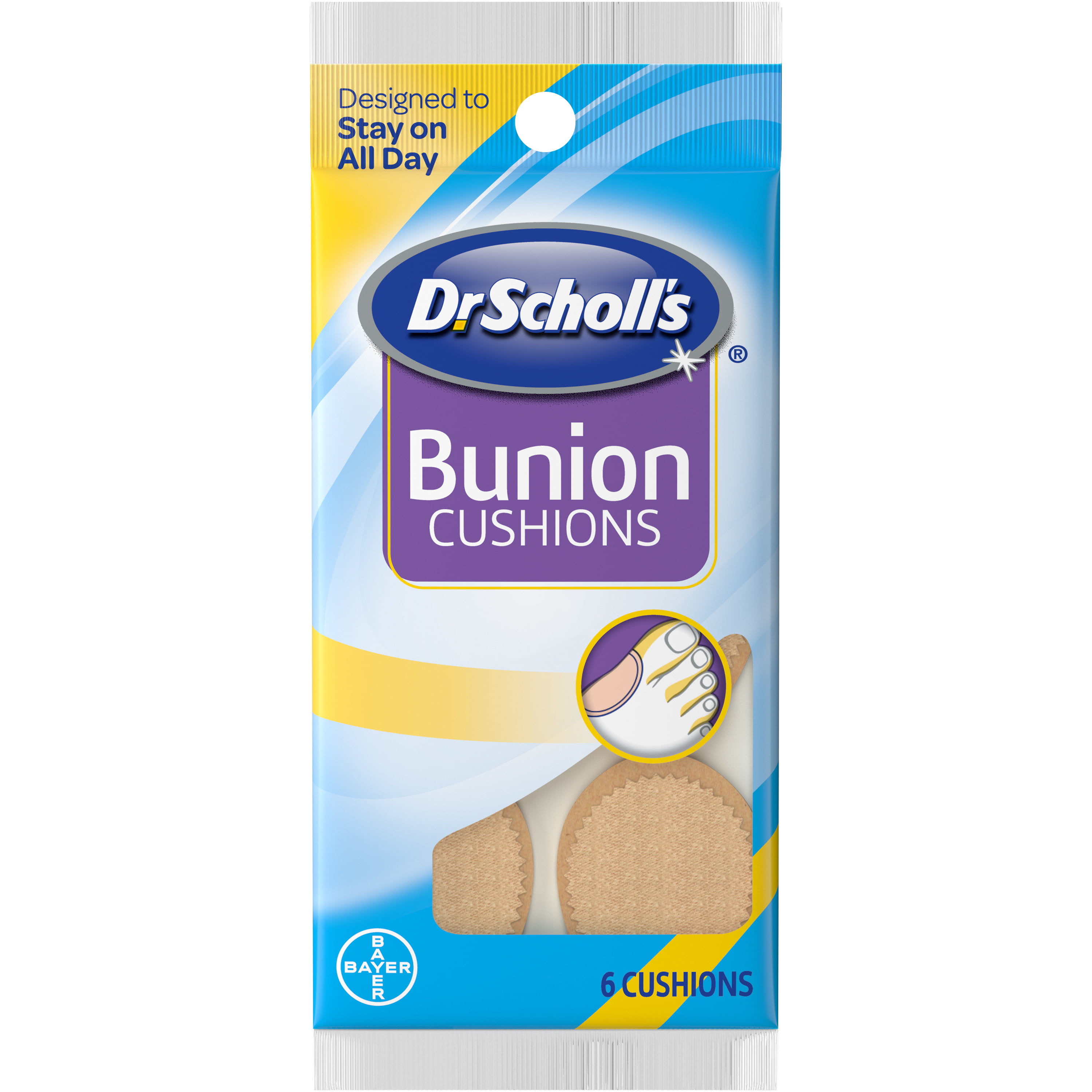 Dr. Scholl's Bunion Cushions, Stays on 