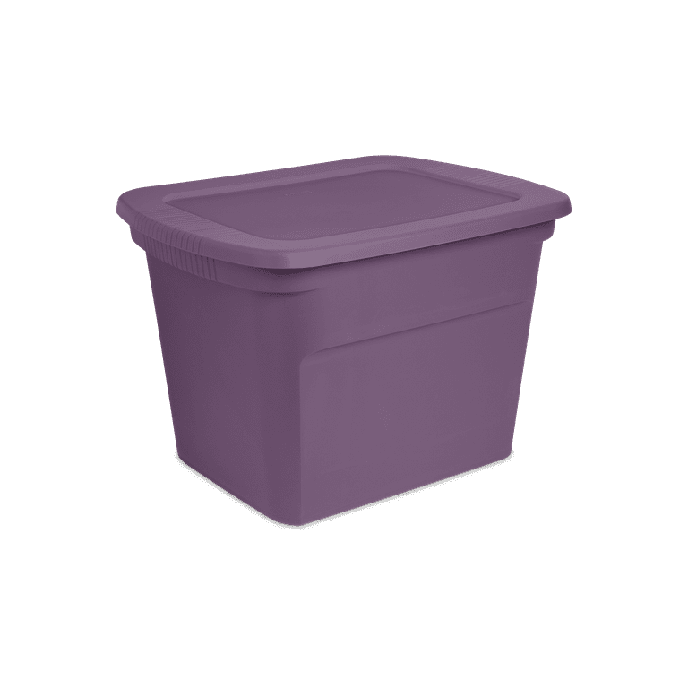 Sterilite Lidded Stackable 18 Gallon Storage Tote Container, Purple
