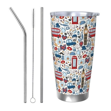 

Fuzoiu London Symbols1 Print 20oz Tumbler Stainless Steel Vacuum Insulated Car Cup Insulated Coffee Mug Travel Mug with Lid Thermal Cup for Outdoor-Straw Three-piece Set