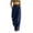 A-Navy, variant on Loose Cargo Pants for Women Wide Leg Linen-Like Back Elastic Waist Button Zipper Multi Pocket Casual Trousers
