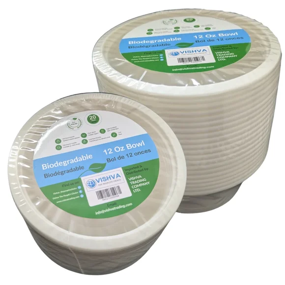 VISHVA ECO CRAFT 12 Oz 354ml 40 PACK BIODEGRADABLE BOWL DISPOSABLE BOWLS (PACK OF 40)