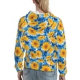 thumbnail image 7 of Lsque Blue Ocean Wave Sunflower Pattern Casual Women's Hoodie,Hooded Sweatshirt with Kangaroo Pocket,Pullover Hoodie with Eye-catching Drawstrings-Small, 7 of 7
