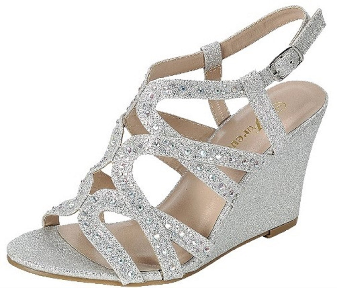 silver dress shoes wedge heel