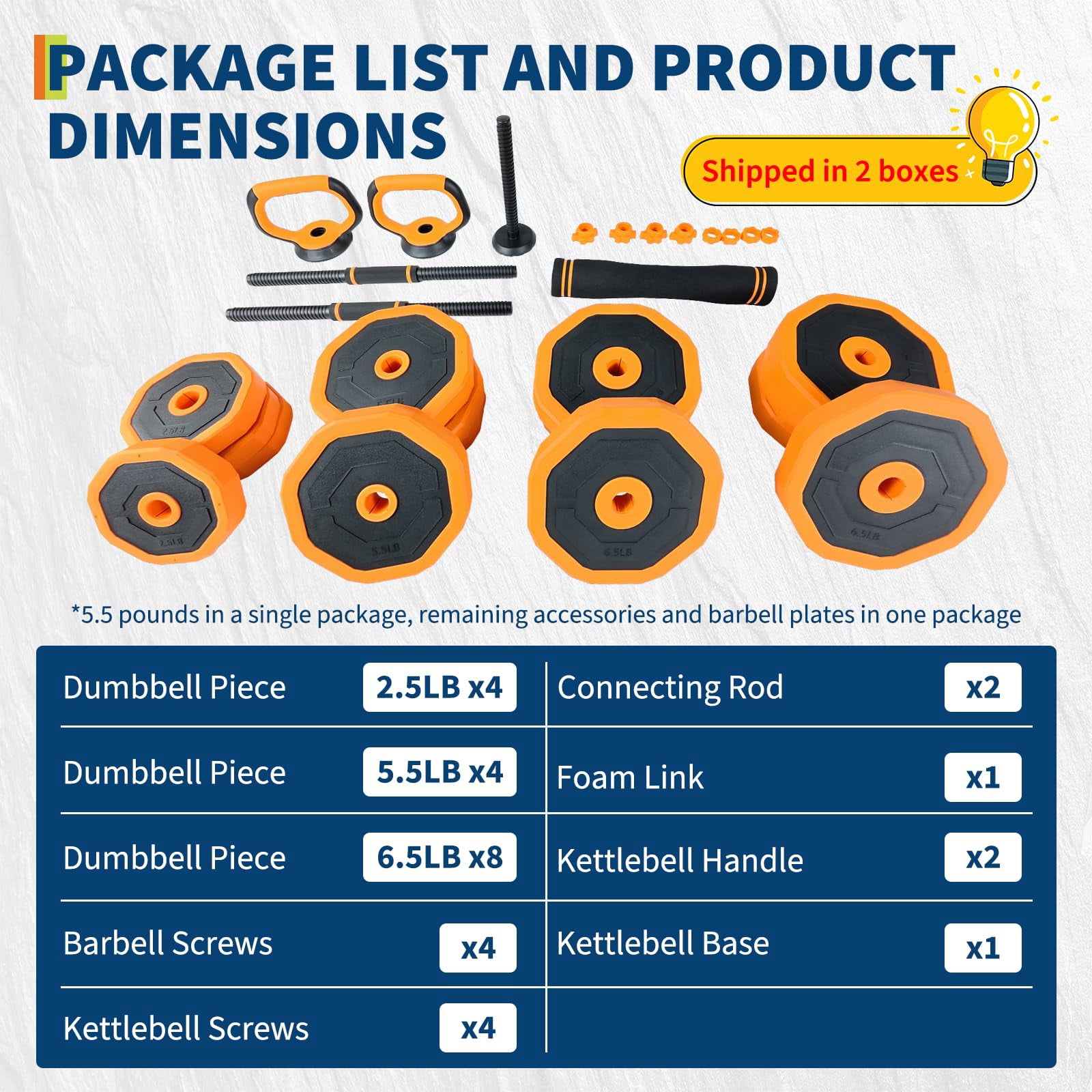 Accreate 4-In-1 Adjustable Dumbbell Set (44/66/88LB) - Convertible to Barbell, Kettlebell & Push Up Stands, Home Gym Equipment for Men & Women, Space Saving Weights with PVC Coating