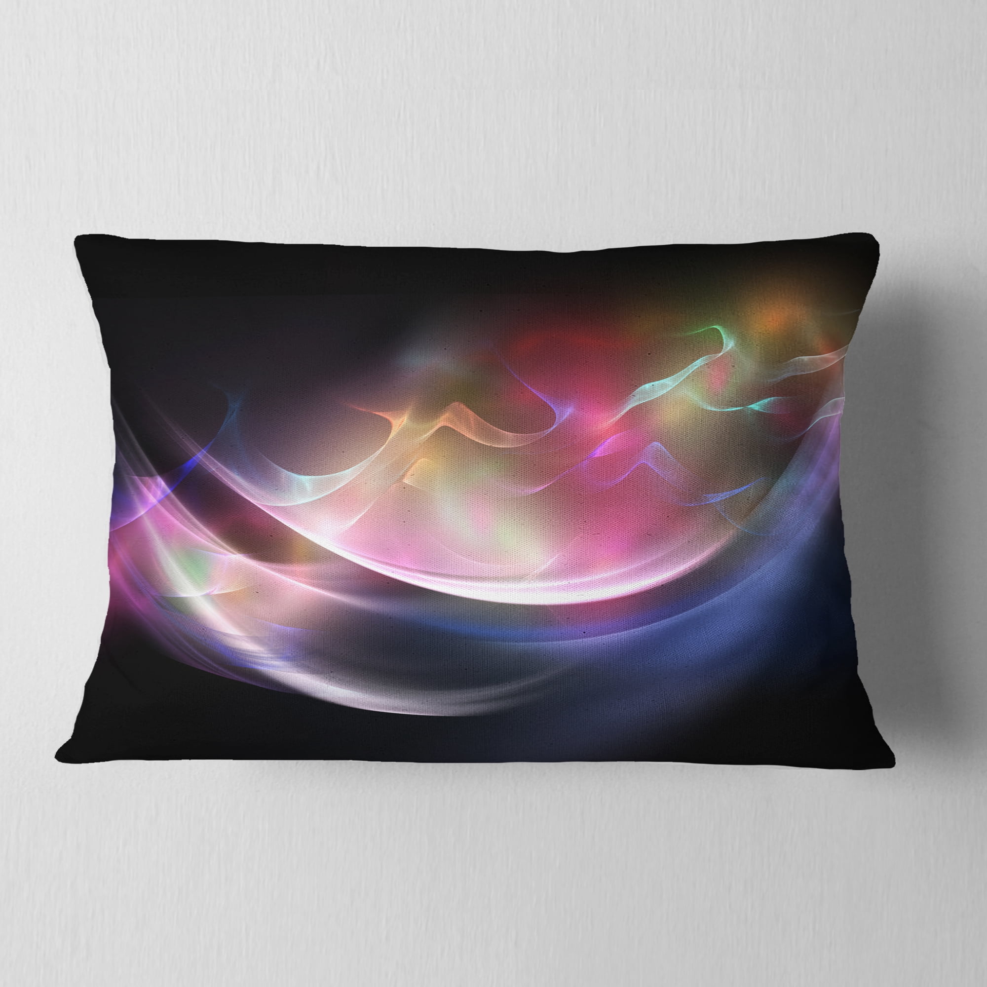 Designart 3D Pink Blue Glowing Light - Abstract Throw Pillow - 12x20