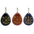 thumbnail image 4 of Natural Chakra Stones Engraved Viking Vegvisir Talsman Symbol Teardrop Pendant, 4 of 7