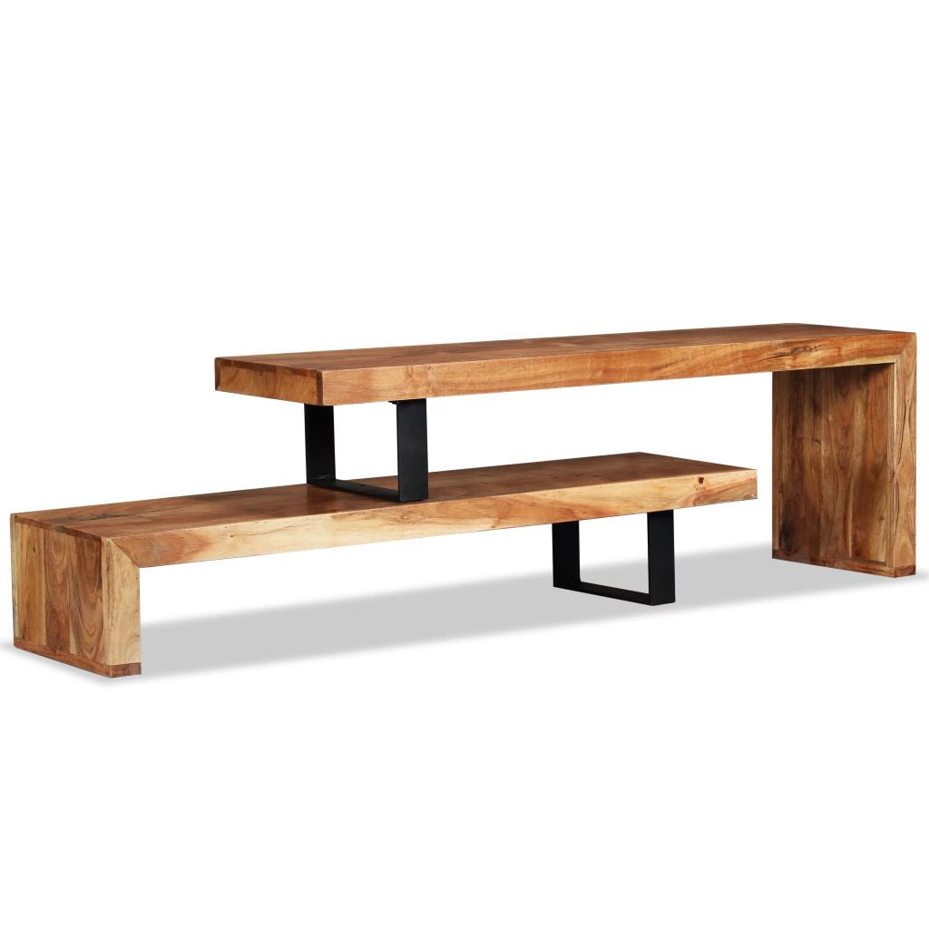 Kepooman Modern Solid Teak Wood Rectangle Media Table for Living Room, Brown Kepooman Modern Solid Teak Wood Rectangle Media Table for Living Room, Brown