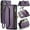 purple, variant on for iPhone 16e Case Wallet【RFID Blocking】with 10-Card Holder Zipper Bills Slot, Soft PU Leather Magnetic Shoulder Wrist Strap