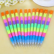 SagaSave 12 Pcs Building Block Pencil HB Refill Painting Drawing for Kids Plastic Colorful