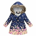 thumbnail image 1 of Manteau d'Hiver en Polaire pour Filles, Imprimé Floral, Veste à Capuche Zippée, Chaud, 1 of 7