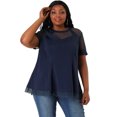 thumbnail image 4 of BluTop De Encaje Con Cuello Redondo TalGrande PaMujer Azul marino 4X, 4 of 7