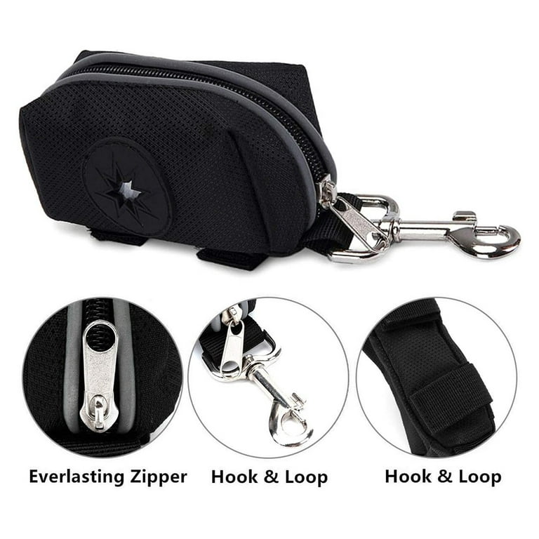 Dog Poop Bag Dispenser Waste Bag Holder Carrier Elastic Strap & Metal  Carabiner
