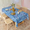 thumbnail image 5 of Blue Paisley Pattern Rectangle Tablecloth 60"x120",Waterproof Polyester Rectangle Table Cloth, Wipeable Spillproof Polyester Tablecloth for Dining, Camping, Indoor and Outdoor, 5 of 6