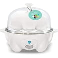 thumbnail image 1 of Elite Gourmet EGC-007## Rapid Egg Cooker, 7 Easy-To-Peel, Hard, Medium, Soft Boiled Eggs, Poacher, Omelet Maker, Auto Shut-Off, Alarm, 16-Recipe Booklet, BPA-Free, White, 1 of 11