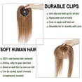 thumbnail image 4 of MY-LADY Hair Toppers for Women Real Human Hair with Bangs 3 Clip In Remy Topper Hairpiece for Thin Hair Natural Looking Hair Extensions 12inch #06 Light Brown, 4 of 8