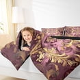 thumbnail image 4 of Erosebridal Aztec Damask Bedding Sets Queen with Comforter,Victorian Baroque Duvet Insert,Gold Pink Floral Print Comforter Sets Queen Size,Ultra Soft Bedroom Decor Reversible，3pcs, 4 of 8