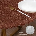 thumbnail image 3 of Dark Brown Round Tablecloth, Fitted Table Cover with Elastic for 36"-44" Round Tables, Vintage Country Monochrome Chocolate Color Table Cloth Outdoor Indoor Dinning Party Waterproof Tablecloths, 3 of 7