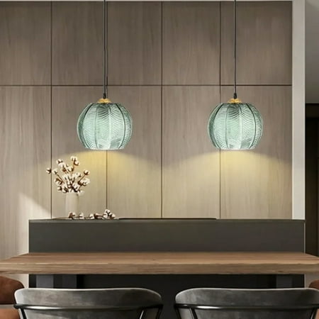 

CHNGYCX Modern Green Leaf Pattern Glass Pendant Light for Living Room Dining Room Hotel Study and Bedroom - Indoor Decorative Lighting Fixture