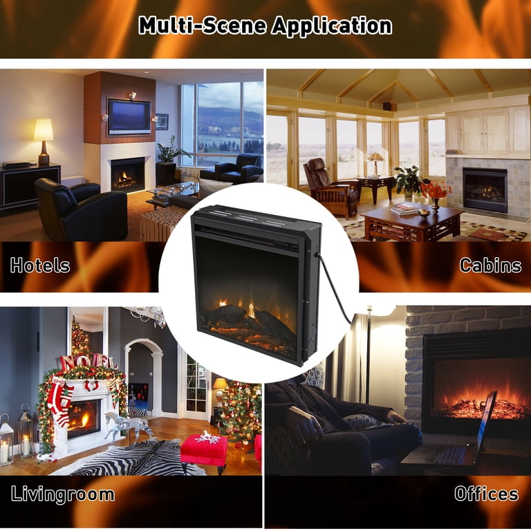 Jaxpety 18 Electric Fireplace Insert, Indoor Fireplace Heater with Hearth  Flame Settings, Black - Walmart.com