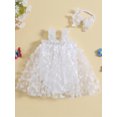 thumbnail image 2 of Miaouyo Baby Girls 2Pcs Summer Outfits, Sleeveless 3D Butterfly Tulle Bodysuit + Headband Set, 2 of 8