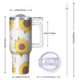 thumbnail image 2 of Sunflower 40oz Tumbler with Handle and Straw, Large Capacity Travel Cup for Hot & Cold Drinks, Double Walled Vacuum Insulated Cup, Butterfly Lover Birthday Gifts for Women Girls, Spring, 2 of 6