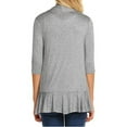 thumbnail image 2 of Women Casual Lightweight Open Front Cardigan Solid 3/4 Sleeve Loose Collar Draped Ruffles Cardigan, 2 of 5