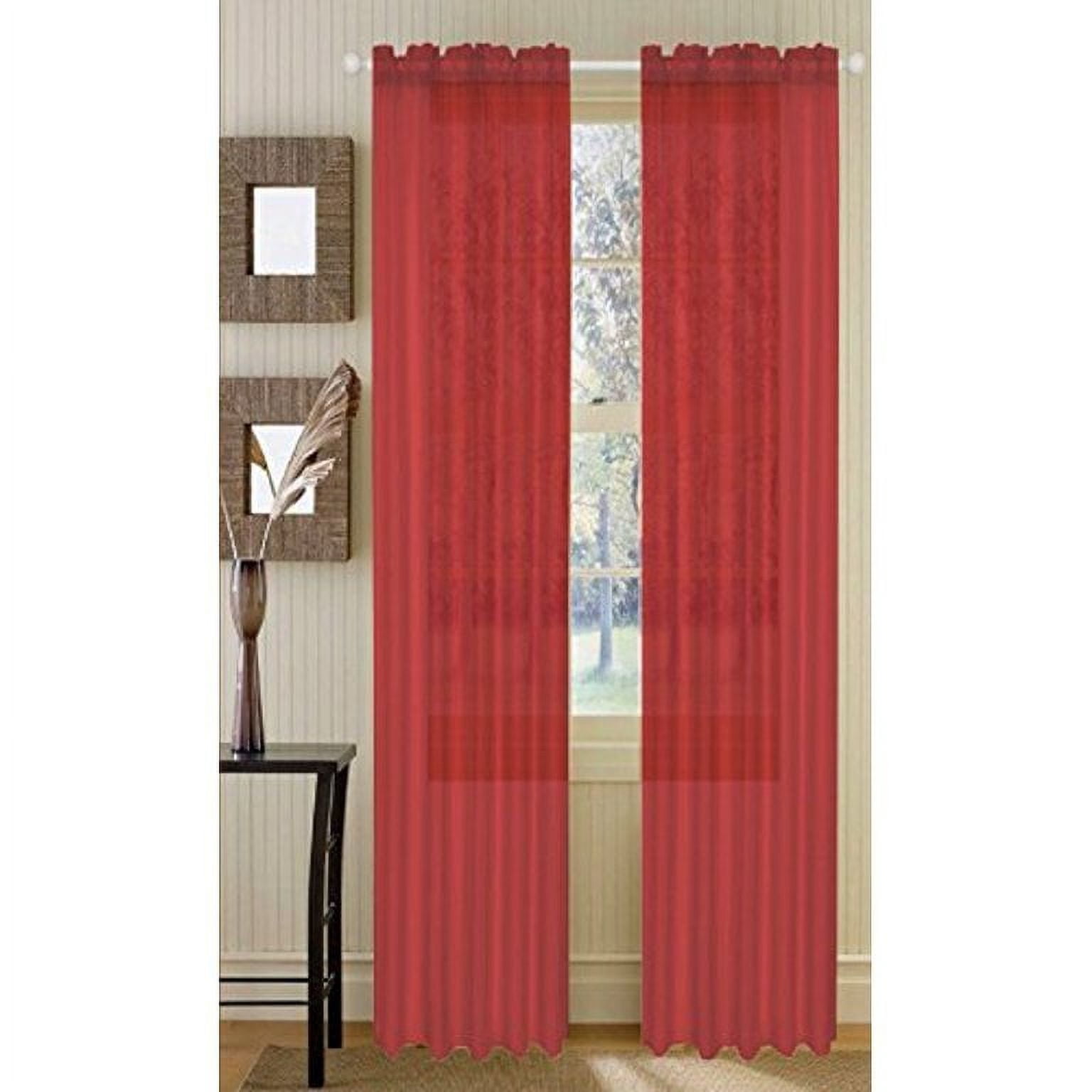 55" inch x 84" inch Sheer Curtains Window Voile Panels, Set of 4 Burgundy