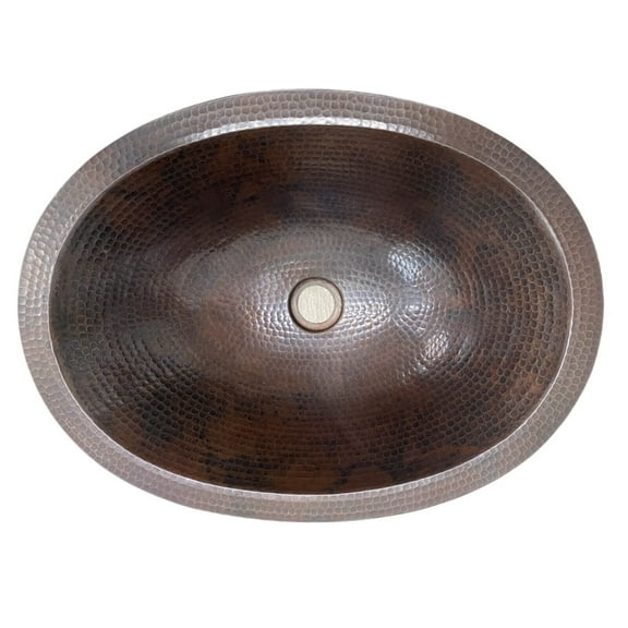 19" Oval Hammered Drop In or Undermount Copper Bath Sink