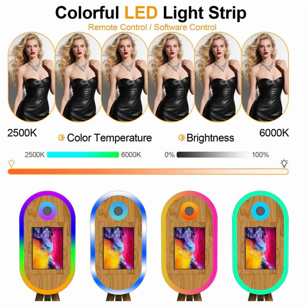 Tripod iPad DSLR Photo Booth Compatible with all Size iPad and DSLR camera Built-in RGB ring light for Parties and Weddings Events & Business