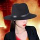 thumbnail image 3 of Sombrero de Jazz para Mujer Jinwen Fedora Negro Suave y Cómodo con Cilindro de Decoración de Cinturón, 3 of 8