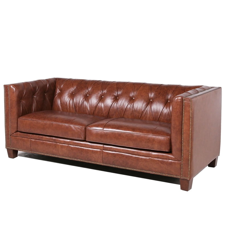 Maklaine Leather Chesterfield Sofa In Camel Brown Com Maklaine Leather Chesterfield Sofa In, Red Leather Chesterfield Sleeper Sofa