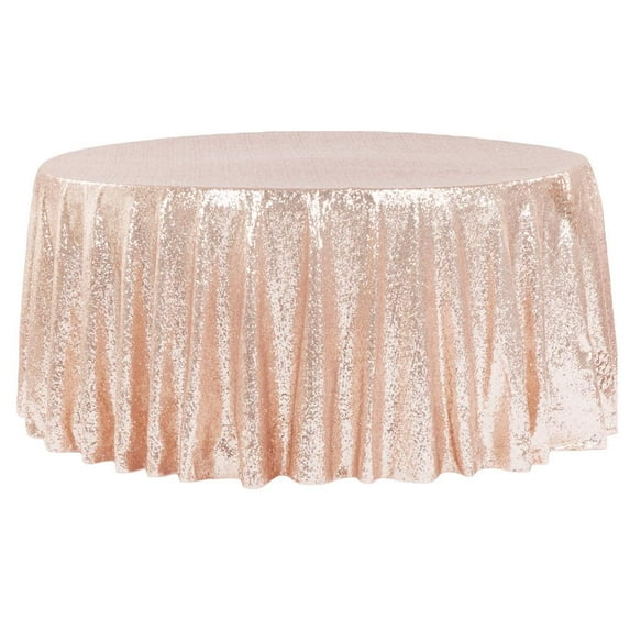 1 Pc, Glitz Sequins 120" Round Tablecloth - Blush/Rose Gold For Wedding Ceremonies & Receptions, Bridal Showers, Baby Showers, Quinceaneras, Anniversary Parties, Or Special Event