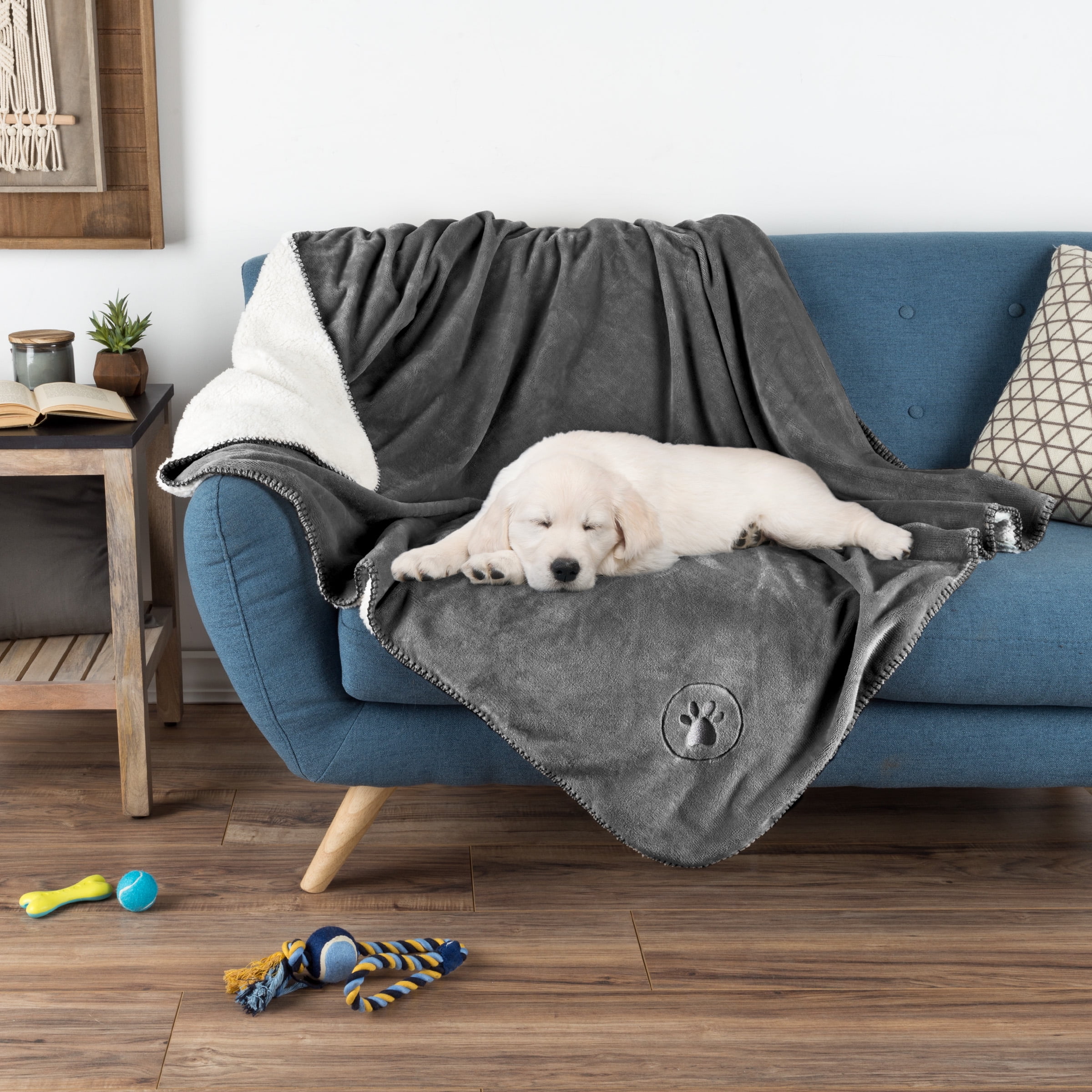 Waterproof Pet Blanket Reversible 50x60 Throw Protects Couch, Car, and