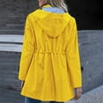 thumbnail image 5 of felwors Women Striped Lined Hooded Lightweight Raincoat Outdoor Waterproof Windbreaker Yellow, M, 5 of 7