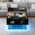 thumbnail image 3 of Noble House 29.5" Coffee Table with Hydraulic Lift,High-Gloss Semi-Open Storage,Black, 3 of 10
