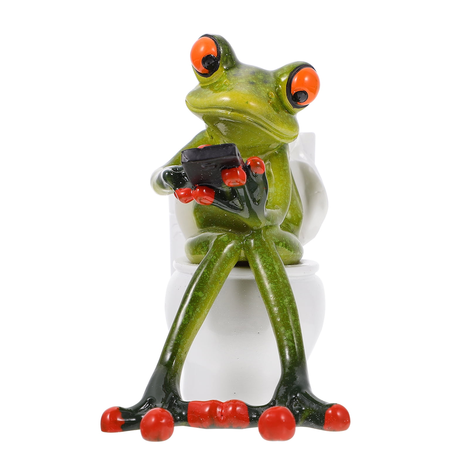 Novelty Funny Frog Figurine Holding Wine Cup Sitting on a Chair Relaxing Statue 