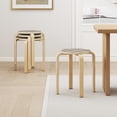thumbnail image 4 of Costway Set of 4 18" Stacking Stool Round Dining Chair Backless Wood Home Decor Yellow, 4 of 9