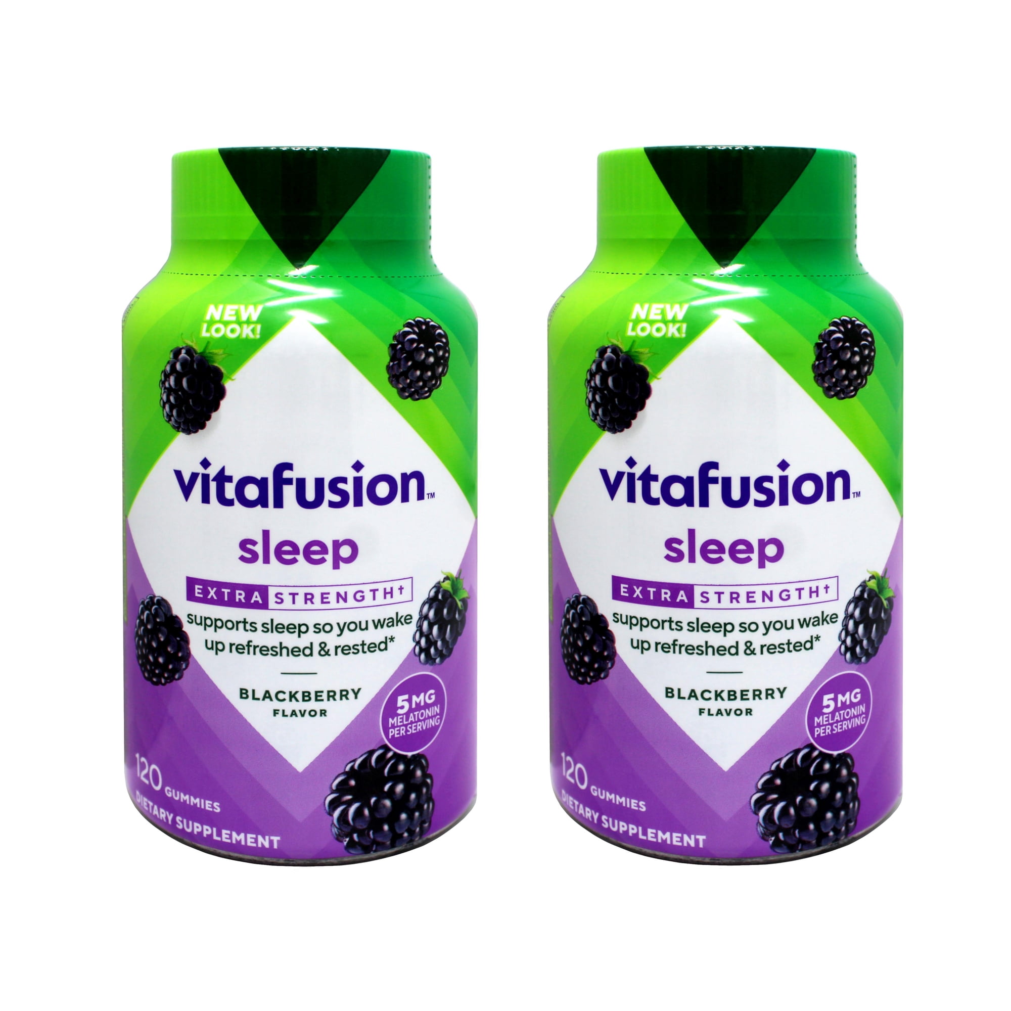 2 Pack - Vitafusion Extra Strength Melatonin Gummy Vitamins, Sleep Supplements, Blackberry Flavor, 120 Count