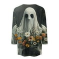 thumbnail image 5 of WTOBBY Women's Bat Element Print Round Neck 3/4 Sleeve Casual Top Halloween Themed Blouse for Fall Fashion and Seasonal Holiday Parties,Gray M, 5 of 5