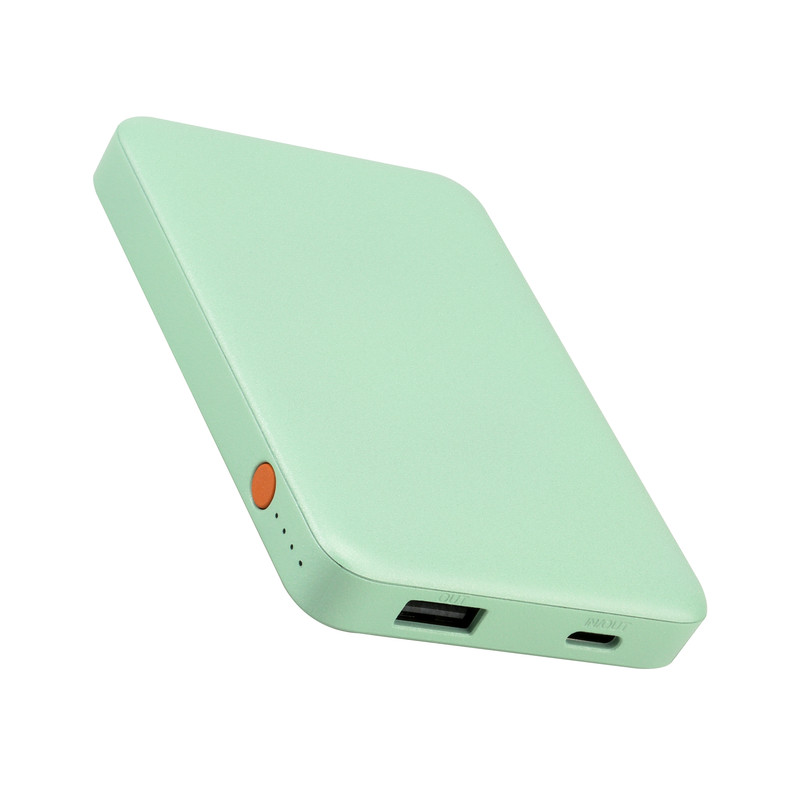 onn 5000mAh Portable Power Bank with USB-C and USB-A Ports, Compact Size, LED Indicator Lights, Mint - Compatible with iPhone, iPad, AirPods, Samsung Galaxy, Note, Pixel and More