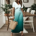 thumbnail image 7 of GEWSEY 2025 Women Summer V Neck Casual Loose Split -Free Long Maxi Vacation Dress with Pockets (Dark Green, XXL), 7 of 7